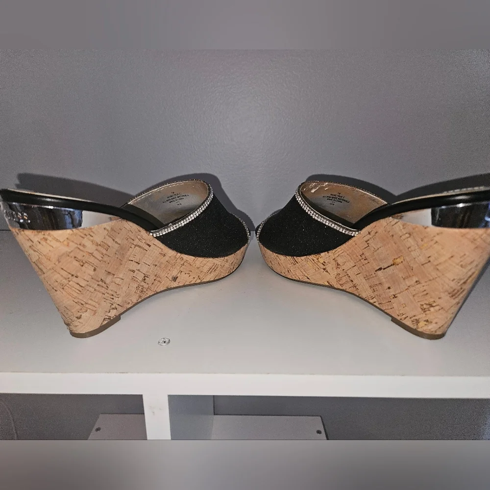 Guess Black & Bling Platform Wedges 🖤 Size 7 - Picture 5 of 9